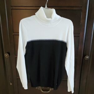 Calvin Klein Black and White Turtleneck Sweater